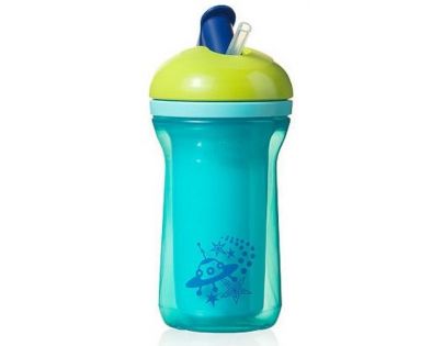 Tommee Tippee Termo téglik Explora sa zaklapávacím slamkou 300ml 18m + tyrkysová UFO