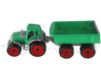 Traktor s vlekom plast 53 cm na voľný chod 2 farby v sieťke