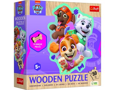 Trefl Tlapková patrola Drevené Puzzle 50 dielikov