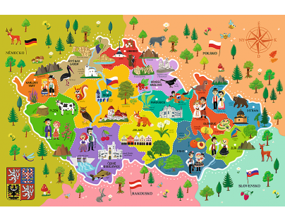 Trefl Vzdelávacie puzzle mapa Českej republiky 44 dielikov