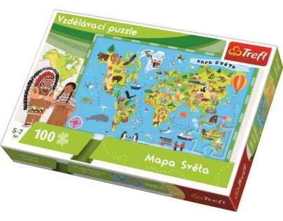 Trefl Vzdelávacie puzzle mapa sveta 100 dielikov