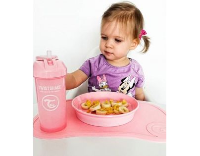 Twistshake Netečúci fľaša so slamkou 360 ml pastelovo ružová