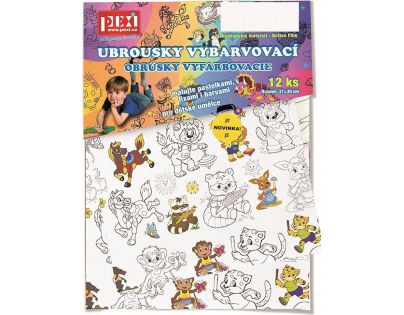 Pexi Obrúsky vyfarbovacie Zoo 12 ks