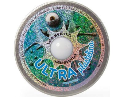Ultra Plastelína 50 g s LED svetlom Svieti v tme ako Galaxie modrý nápis
