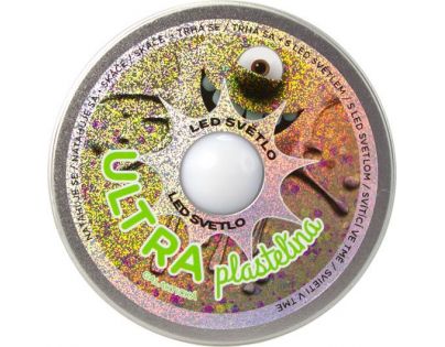 Ultra Plastelína 50 g s LED svetlom Svieti v tme ako Galaxie svetlo zelený nápis