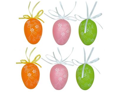 Vajíčka plastová na zavěšení 6 cm, 6 ks v sáčku