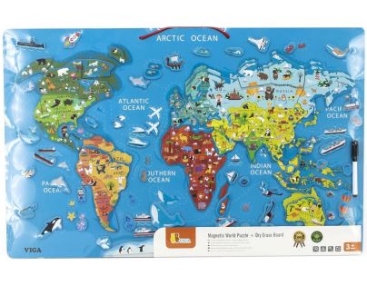 Viga Drevená mapa sveta s tabuľou