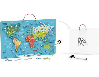 Viga Drevená mapa sveta s tabuľou
