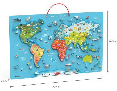 Viga Drevená mapa sveta s tabuľou