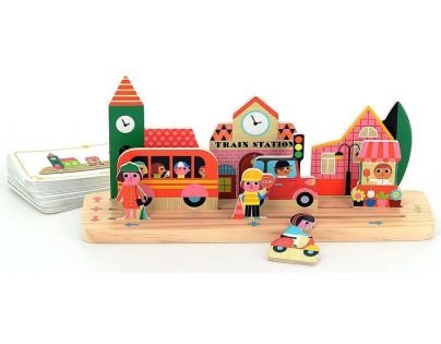 Vilac Drevená logická hra Postav to správne! Město