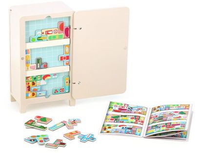 Vilac Drevená magnetická hra Ulož to správne! Chladnička