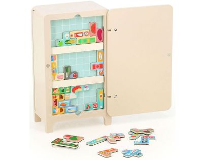 Vilac Drevená magnetická hra Ulož to správne! Chladnička