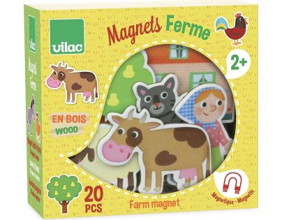 Vilac Drevené magnetky farma 20 ks