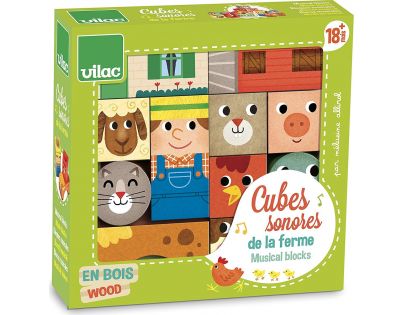 Vilac Drevené zvukové kocky Farma