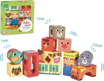 Vilac Drevené zvukové kocky Farma