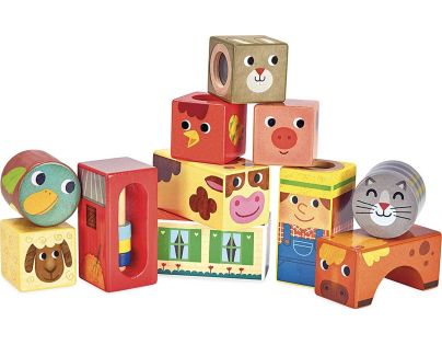 Vilac Drevené zvukové kocky Farma