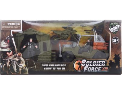 Vojenská sada so stanom, džípom, motorkou a vojakom