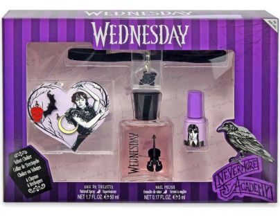 EP Line kosmetika Wednesday Darčekový set EDT 50 ml s príveskom a lakom na nechty - Poškodený obal