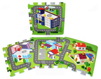 Wiky 118632 - Pěnové puzzle Město 32x32cm 9ks