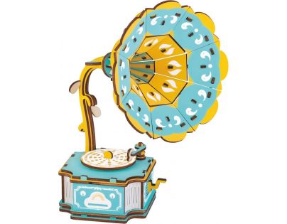 Woodcraft Drevené 3D puzzle Gramofón