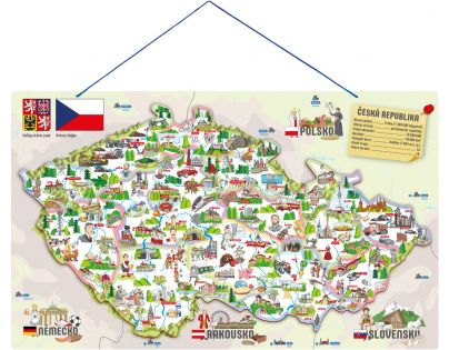 Woody Magnetická mapa ČR s obrázkami a spoločenská hra 3 v 1 - Poškodený obal