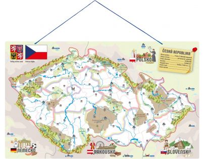 Woody Magnetická mapa ČR s obrázkami a spoločenská hra 3 v 1 - Poškodený obal