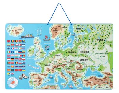 Woody Magnetická mapa EURÓPY, spoločenská hra 3 v 1, ČJ