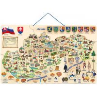 Woody Puzzle magnetické 3 v 1 Mapa Slovenska s obrázkami a spoločenská hra 164 dielikov SK verzia