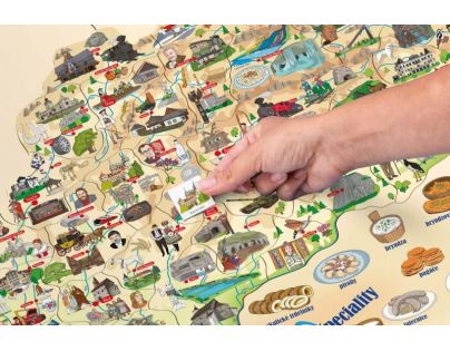 Woody Puzzle magnetické 3 v 1 Mapa Slovenska s obrázkami a spoločenská hra 164 dielikov SK verzia