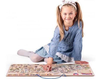 Woody Puzzle magnetické 3 v 1 Mapa Slovenska s obrázkami a spoločenská hra 164 dielikov SK verzia