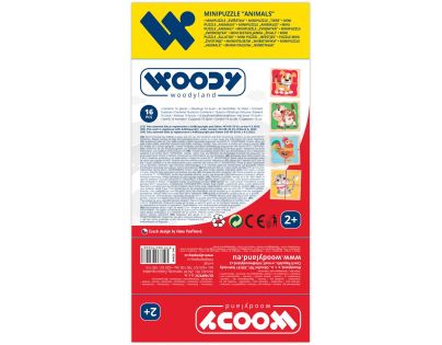 Woody Minipuzzle - Zvieratká v drev. krabičke