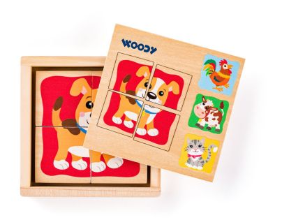 Woody Minipuzzle - Zvieratká v drev. krabičke