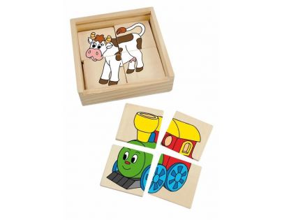 Woody Puzzle mini Mašinka v drevenej krabičke 16 dielikov