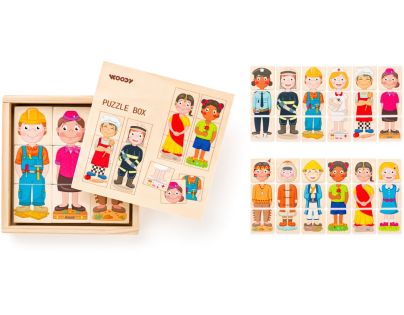 Woody Puzzle - Ľudia a povolania z celého sveta, v drev. krabičke