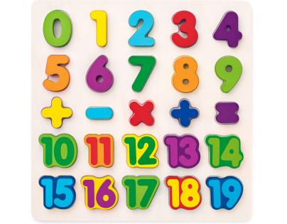 Woody Puzzle číslice masívne na doske 25 dielikov