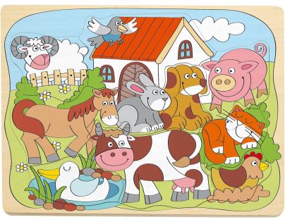 Woody Puzzle na doske Africké domáce zvieratká 10 dielikov