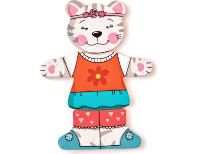 Woody Puzzle šatníková skriňa Mačička 18 dielov