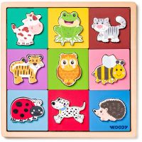 Woody Puzzle so zvieratkami, tvary-farba