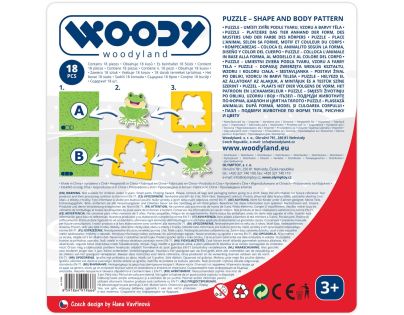 Woody Puzzle so zvieratkami, tvary-farba