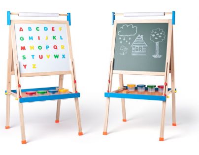 Woody Tabuľa ABC s písmenami s rolou papiera a téglikmi
