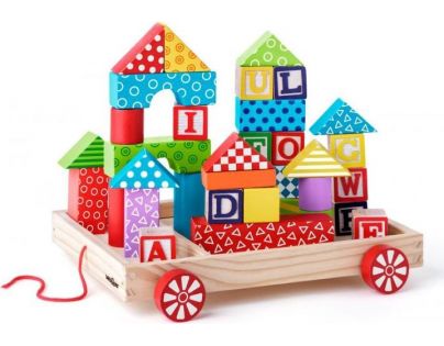 Woody Vozík s kostkami a razítky ABC - Poškozený obal