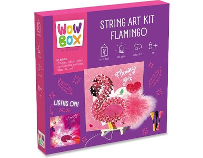 Wow Box String Art Plameniak – obrázok z nití s LED svetielkami