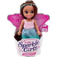 Zúru Princezná Sparkle Girlz malá v kornútku ružovozelené šaty Hnedé vlasy