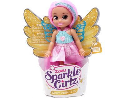 Zuru Víla Sparkle Girlz s krídlami malá v kornútku ružovomodré šaty a svetlo ružové vlasy
